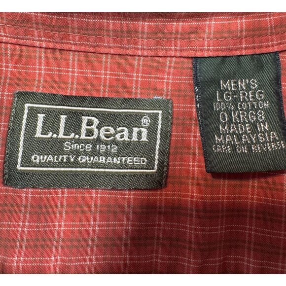L.L. Bean Long Sleeve Button Down Shirt Orange Check Fall Vibes Men's Large L - Picture 7 of 7